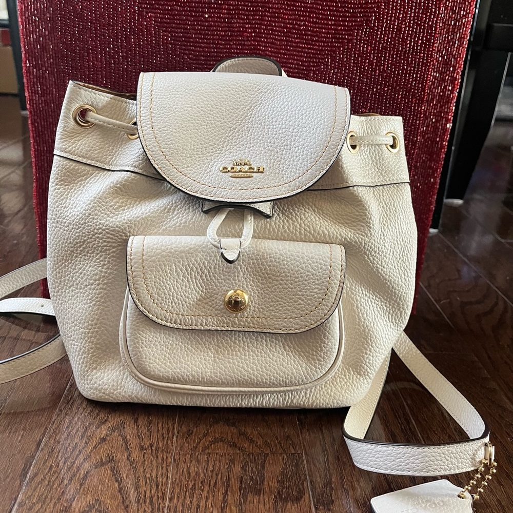 Coach Chalk/White with Gold Leather Mini Backpack NWOT
